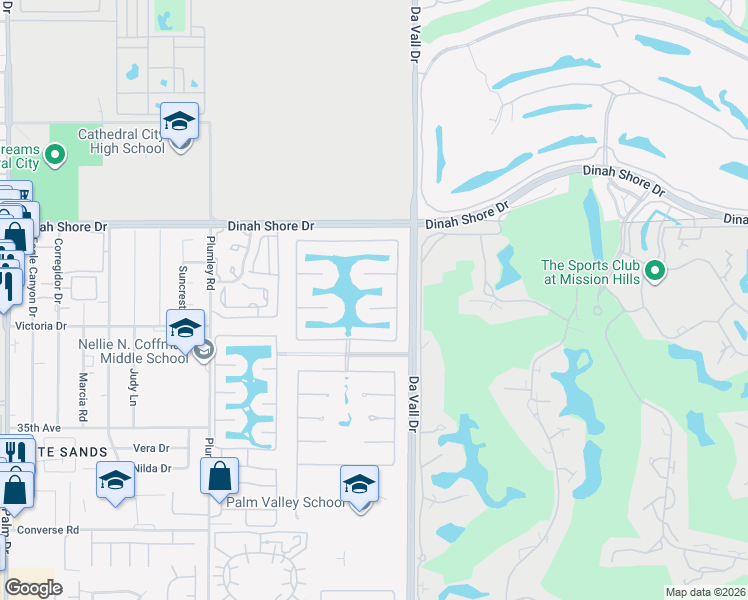map of restaurants, bars, coffee shops, grocery stores, and more near 8 Via Santa Ramona in Rancho Mirage