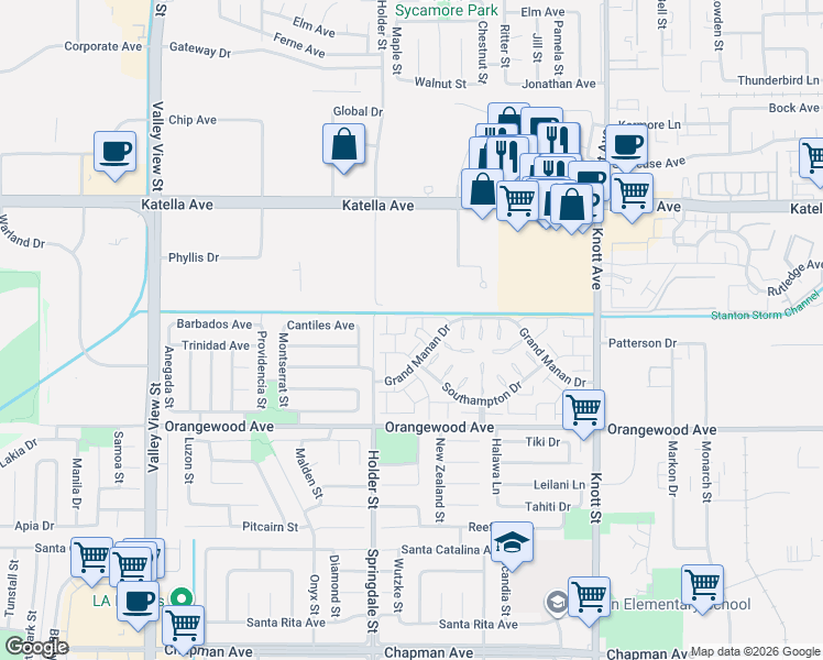 map of restaurants, bars, coffee shops, grocery stores, and more near 11251 Morgen Way in Cypress