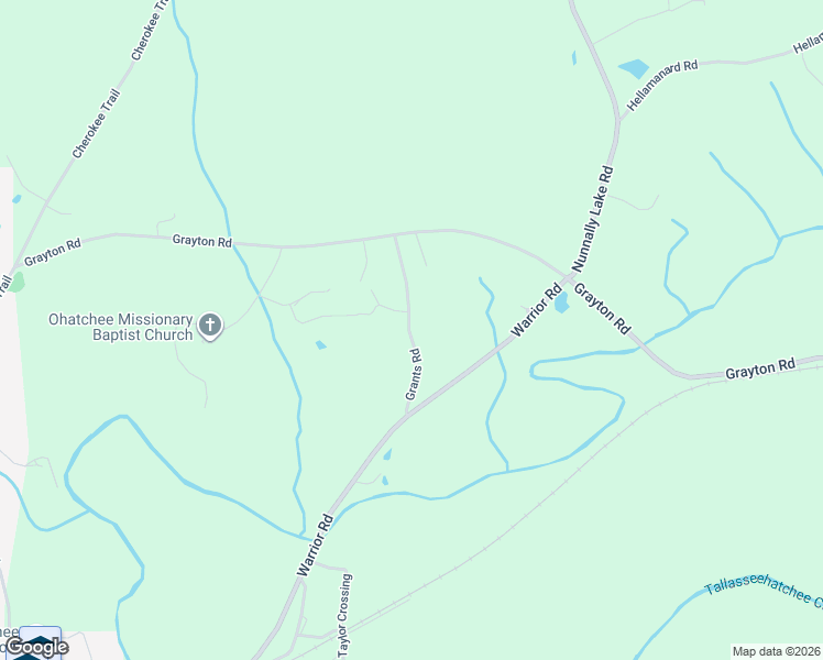 map of restaurants, bars, coffee shops, grocery stores, and more near 261 Grants Road in Ohatchee