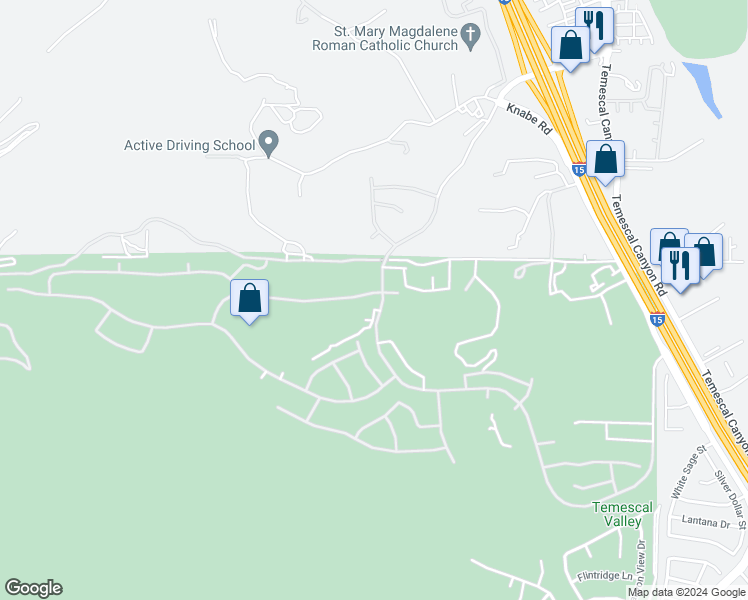 map of restaurants, bars, coffee shops, grocery stores, and more near 8287 Soft Winds Drive in Corona