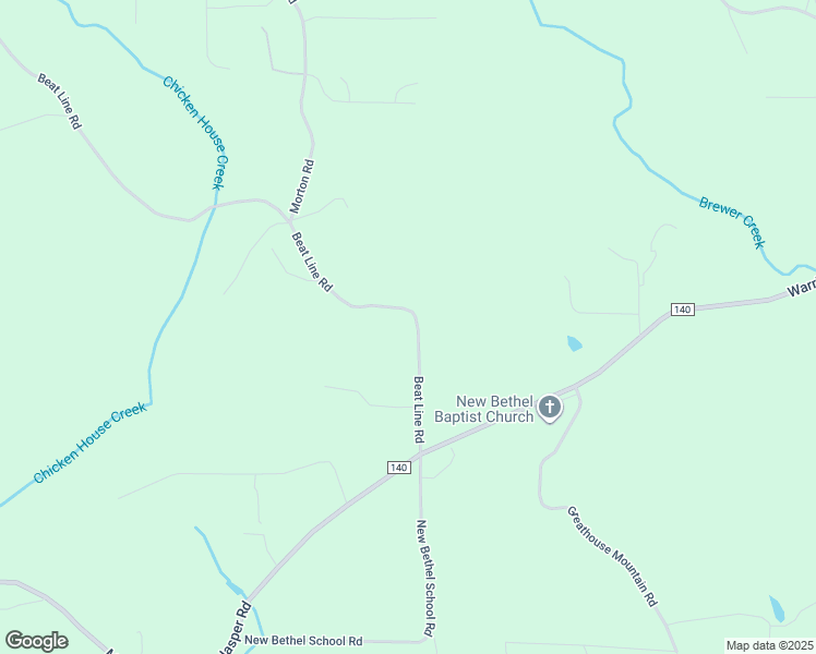 map of restaurants, bars, coffee shops, grocery stores, and more near 1490 Beat Line Road in Warrior