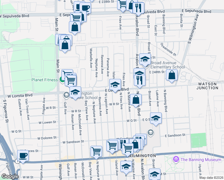 map of restaurants, bars, coffee shops, grocery stores, and more near 1902 Island Avenue in Los Angeles County