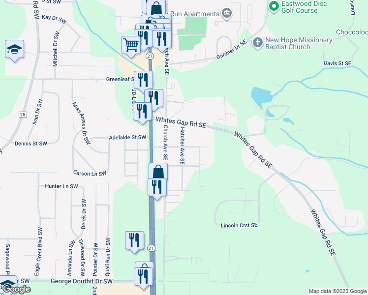 map of restaurants, bars, coffee shops, grocery stores, and more near 306 Tarver Street Southeast in Jacksonville