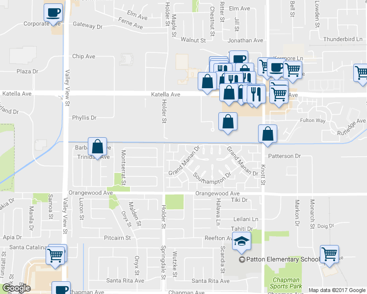 map of restaurants, bars, coffee shops, grocery stores, and more near 6584 Capers Way in Cypress