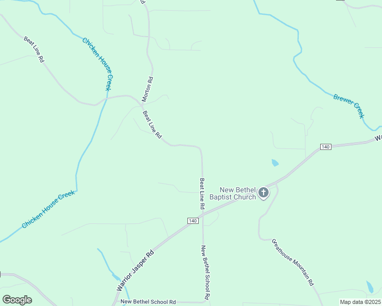 map of restaurants, bars, coffee shops, grocery stores, and more near 1490 Beat Line Road in Warrior