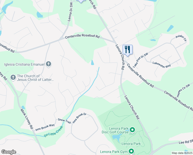 map of restaurants, bars, coffee shops, grocery stores, and more near 3134 Manorside Way Southwest in Snellville