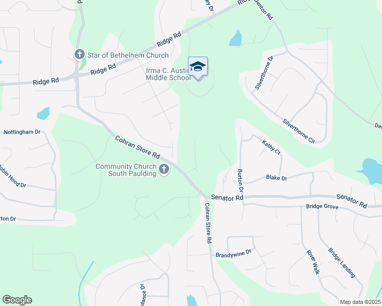 map of restaurants, bars, coffee shops, grocery stores, and more near 147 Shadow Wood Drive in Douglasville