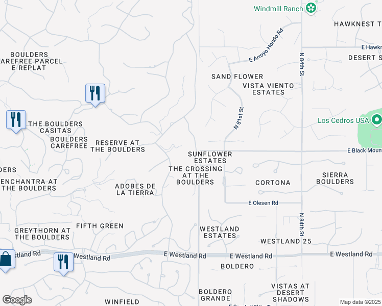 map of restaurants, bars, coffee shops, grocery stores, and more near 34568 North 79th Way in Scottsdale