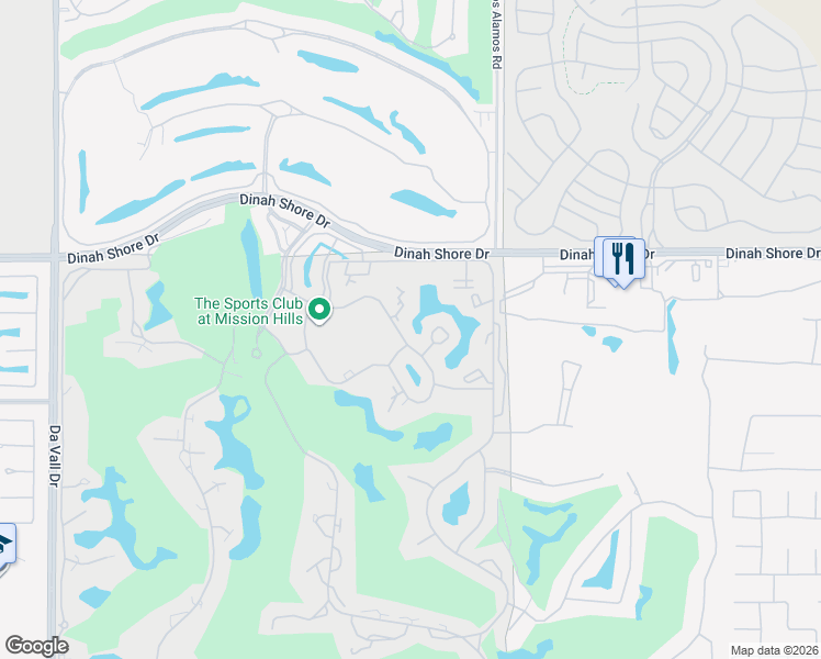 map of restaurants, bars, coffee shops, grocery stores, and more near 380 Wimbledon Drive in Rancho Mirage