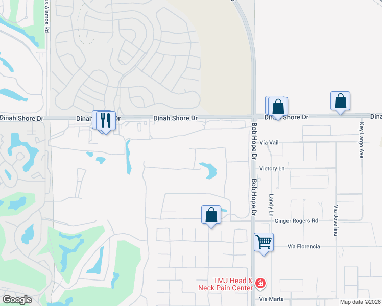 map of restaurants, bars, coffee shops, grocery stores, and more near 47 Pebble Beach Drive in Rancho Mirage