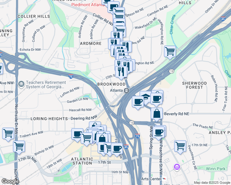 map of restaurants, bars, coffee shops, grocery stores, and more near 28 Standish Avenue Northwest in Atlanta