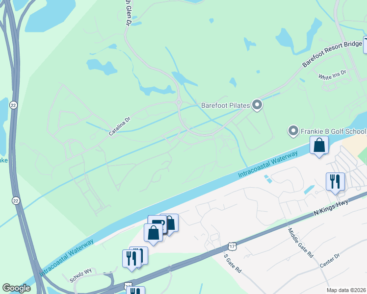 map of restaurants, bars, coffee shops, grocery stores, and more near 1133 Cypress Bend in North Myrtle Beach
