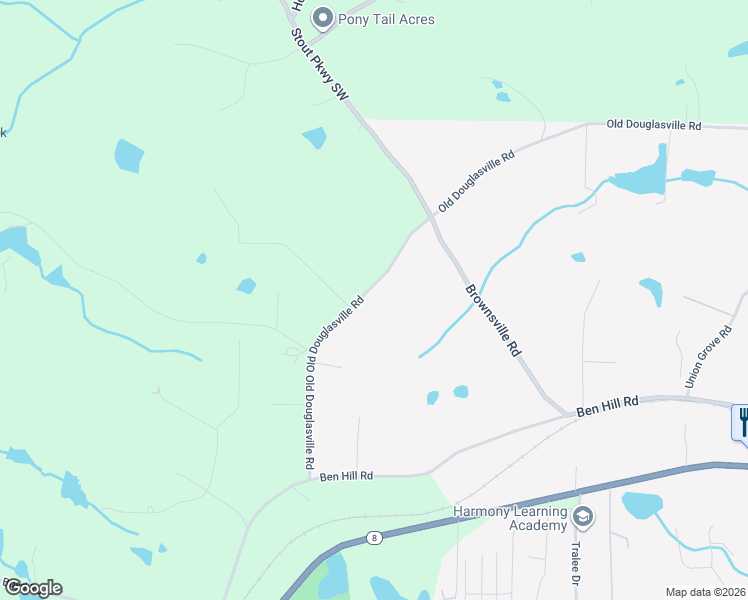 map of restaurants, bars, coffee shops, grocery stores, and more near 4870 Old Douglasville Road in Lithia Springs