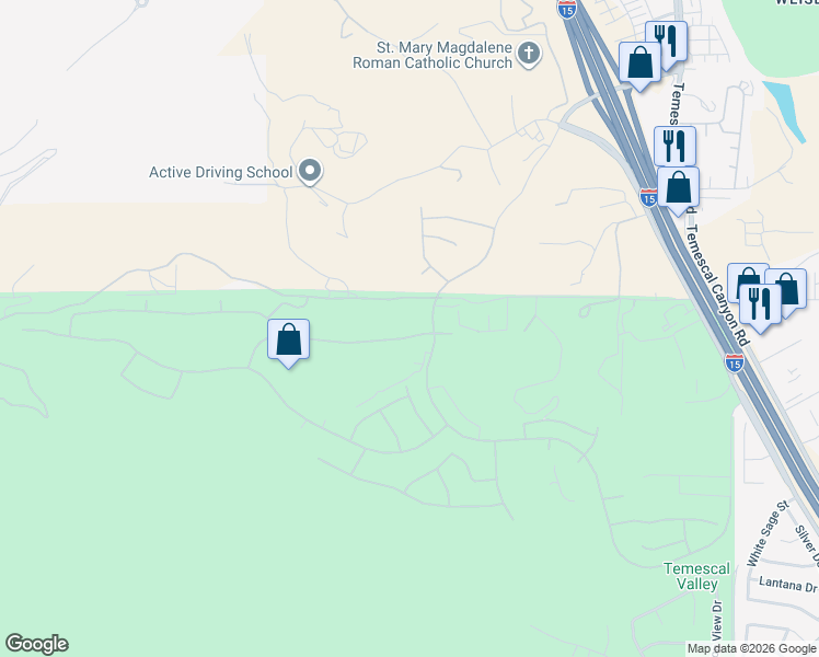 map of restaurants, bars, coffee shops, grocery stores, and more near 8254 Soft Winds Drive in Corona