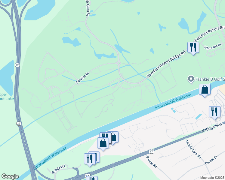 map of restaurants, bars, coffee shops, grocery stores, and more near 1133 Cypress Bend in North Myrtle Beach