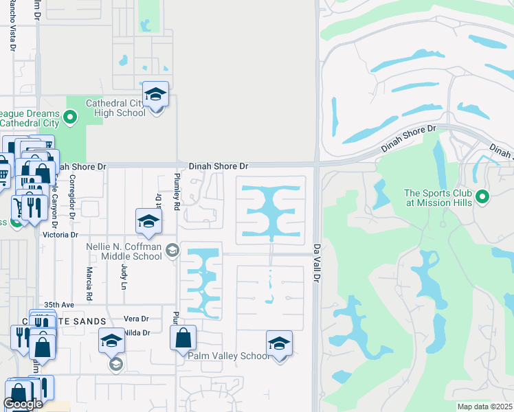 map of restaurants, bars, coffee shops, grocery stores, and more near 9 Via Santanella in Rancho Mirage