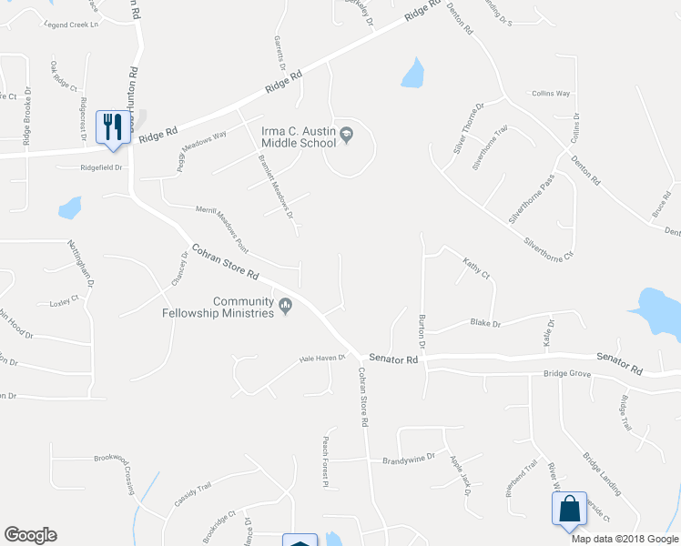 map of restaurants, bars, coffee shops, grocery stores, and more near 176 Shadow Wood Drive in Douglasville