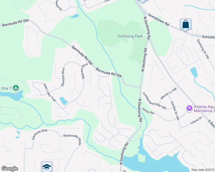 map of restaurants, bars, coffee shops, grocery stores, and more near 6845 Waters Edge Drive in Stone Mountain