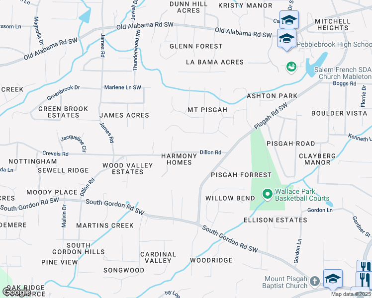 map of restaurants, bars, coffee shops, grocery stores, and more near 1220 Dillon Road in Austell