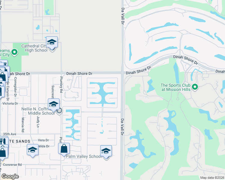 map of restaurants, bars, coffee shops, grocery stores, and more near 5 Via Santa Velera in Rancho Mirage