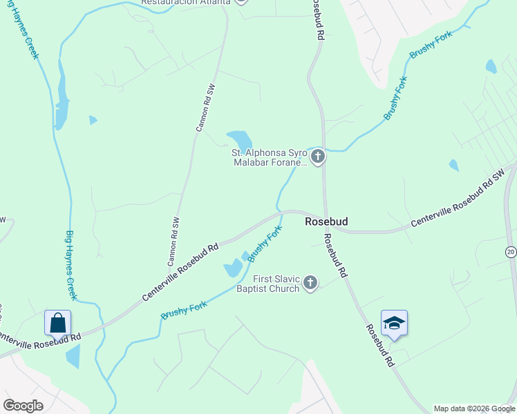 map of restaurants, bars, coffee shops, grocery stores, and more near 2377 Centerville Rosebud Road in Loganville