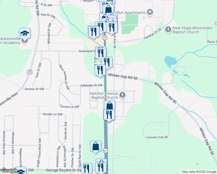 map of restaurants, bars, coffee shops, grocery stores, and more near 1202 Pelham Road South in Jacksonville