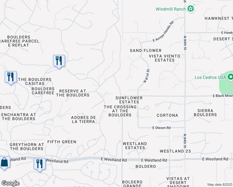 map of restaurants, bars, coffee shops, grocery stores, and more near 34568 North 79th Way in Scottsdale