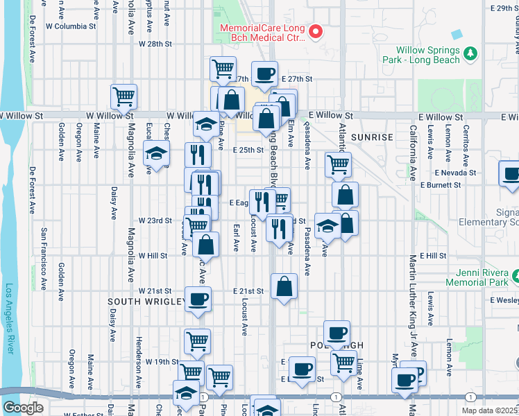 Charming Upgraded Studio Apartment Long Beach Ca Walk Score Map Of Restaurants Bars Coffee S Grocery Ore Near 2330