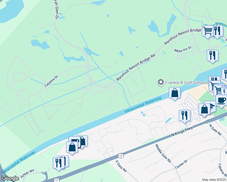 map of restaurants, bars, coffee shops, grocery stores, and more near 2241 Waterview Drive in North Myrtle Beach