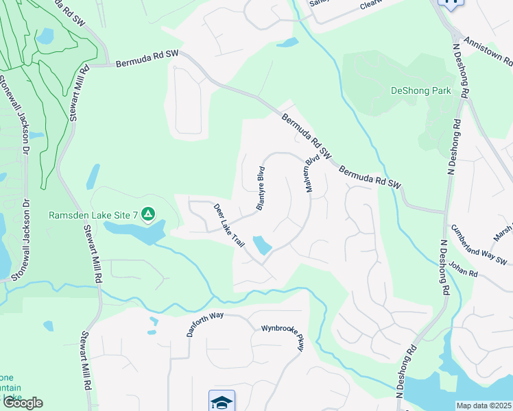 map of restaurants, bars, coffee shops, grocery stores, and more near 6772 Blantyre Boulevard in Stone Mountain