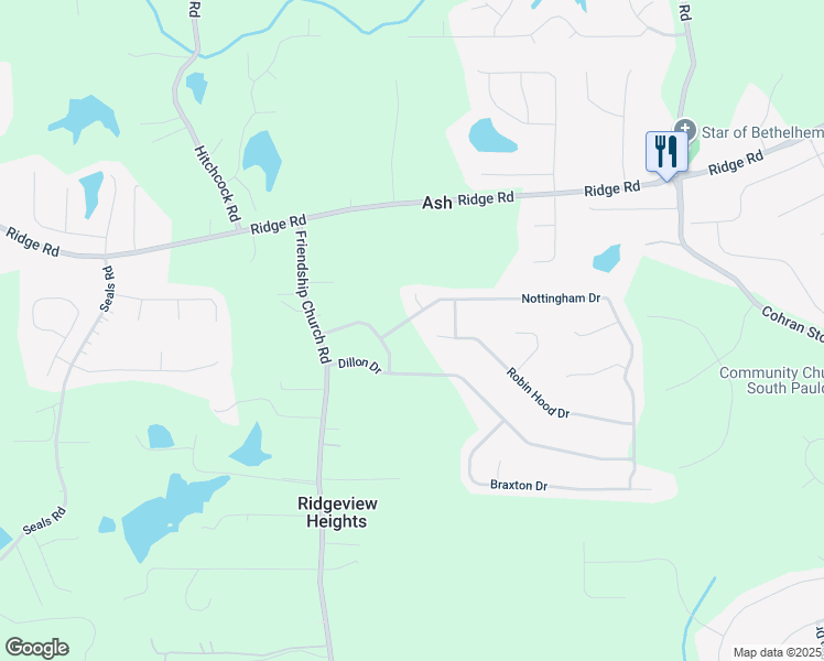 map of restaurants, bars, coffee shops, grocery stores, and more near 100 Nottingham Drive in Douglasville