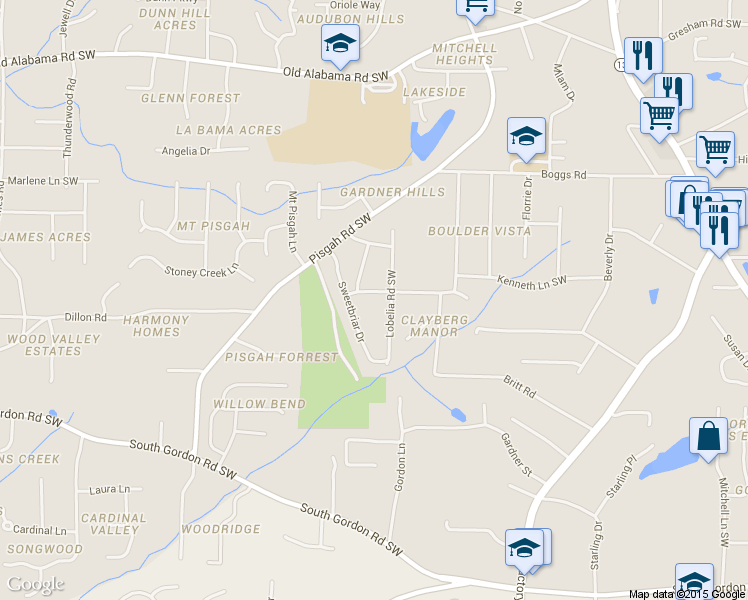 map of restaurants, bars, coffee shops, grocery stores, and more near 945 Orris Lane in Mableton