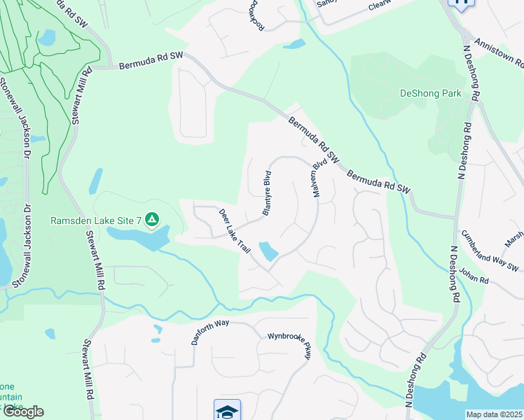 map of restaurants, bars, coffee shops, grocery stores, and more near 6772 Blantyre Boulevard in Stone Mountain