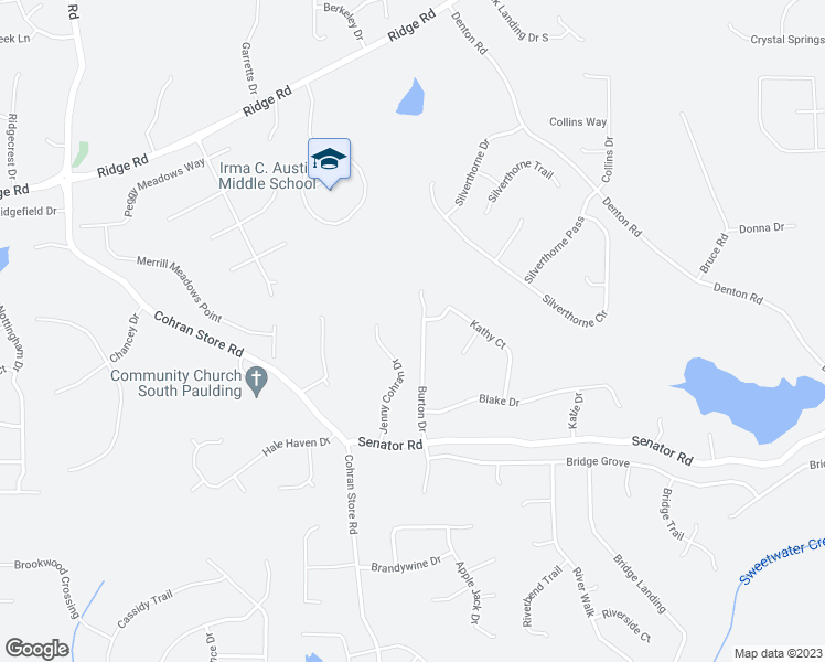 map of restaurants, bars, coffee shops, grocery stores, and more near 267 Burton Road in Douglasville