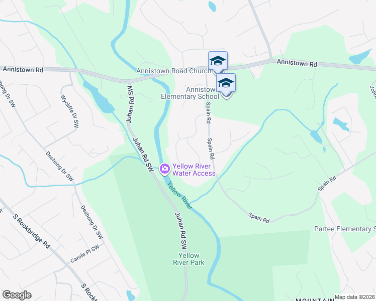 map of restaurants, bars, coffee shops, grocery stores, and more near 4880 Riversound Drive in Snellville
