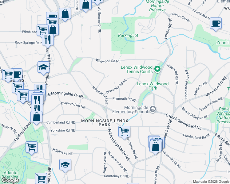 map of restaurants, bars, coffee shops, grocery stores, and more near 878 Plymouth Road Northeast in Atlanta