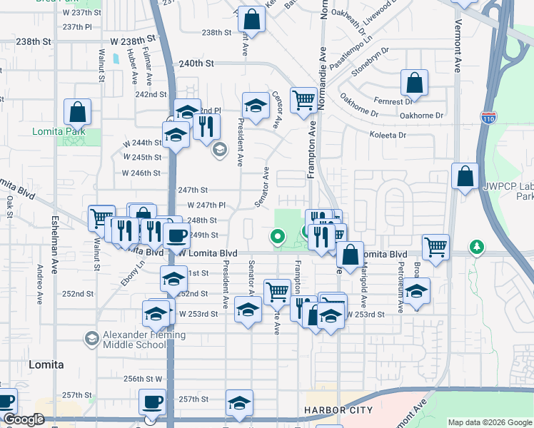 map of restaurants, bars, coffee shops, grocery stores, and more near 1358 Lobby Circle in Los Angeles