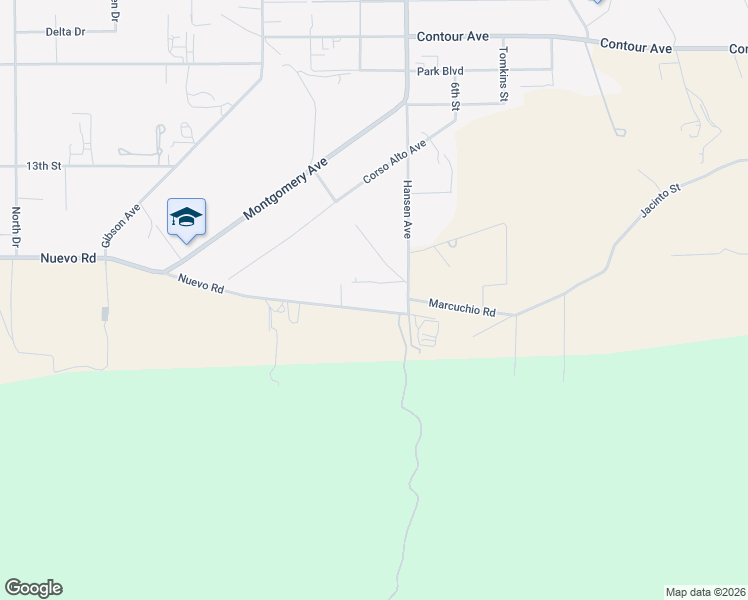 map of restaurants, bars, coffee shops, grocery stores, and more near 31200 Nuevo Road in Nuevo