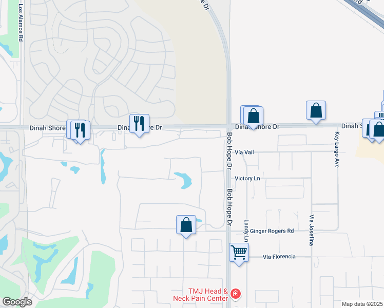 map of restaurants, bars, coffee shops, grocery stores, and more near 14 Pebble Beach Drive in Rancho Mirage