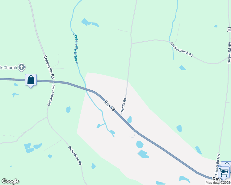 map of restaurants, bars, coffee shops, grocery stores, and more near 177 Sardis Road in Rayle