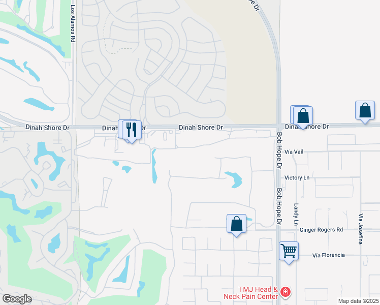 map of restaurants, bars, coffee shops, grocery stores, and more near 38 Pine Valley Drive in Rancho Mirage