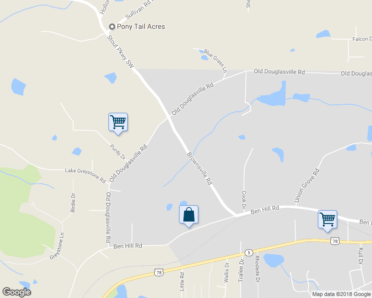map of restaurants, bars, coffee shops, grocery stores, and more near 6368 Brownsville Road in Lithia Springs