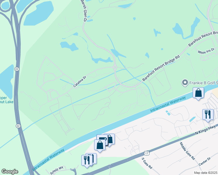 map of restaurants, bars, coffee shops, grocery stores, and more near 1133 Cypress Bend in North Myrtle Beach