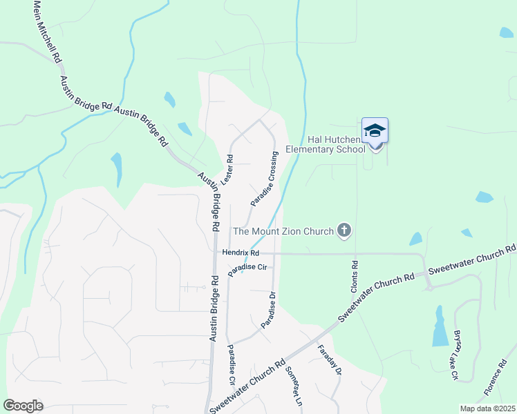 map of restaurants, bars, coffee shops, grocery stores, and more near 148 Paradise Crossing in Douglasville
