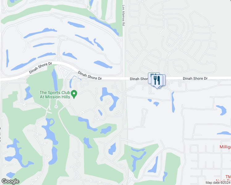 map of restaurants, bars, coffee shops, grocery stores, and more near 438 Sunningdale Drive in Rancho Mirage