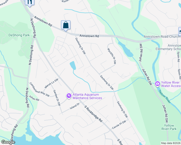 map of restaurants, bars, coffee shops, grocery stores, and more near 5040 Conestoga Court in Stone Mountain