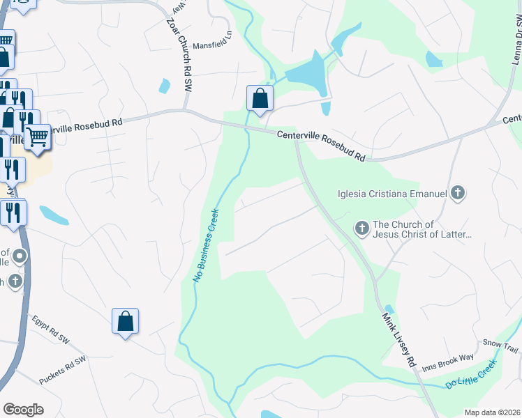 map of restaurants, bars, coffee shops, grocery stores, and more near 3550 Eagle Landing Drive in Snellville