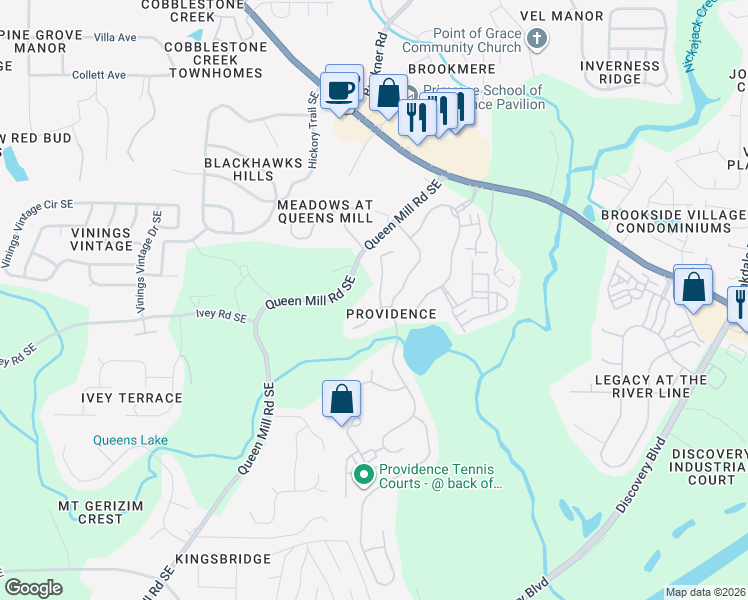 map of restaurants, bars, coffee shops, grocery stores, and more near 914 Monarch Valley Walk in Mableton