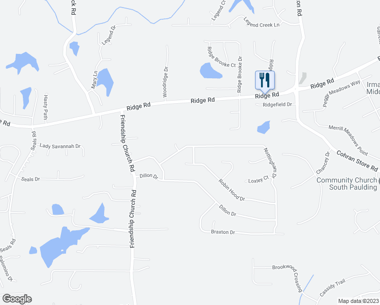 map of restaurants, bars, coffee shops, grocery stores, and more near 10 Gwenelyn Drive in Douglasville