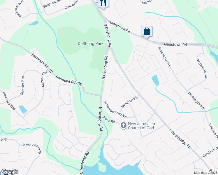 map of restaurants, bars, coffee shops, grocery stores, and more near 2901 Carrousel Court in Stone Mountain